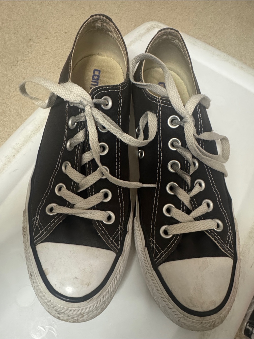 Converse Brown Canvas Low-Top Sneakers with White Laces